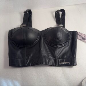 Kendall & Kylie Black Leather Top